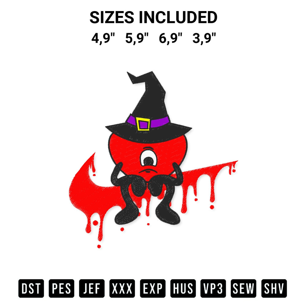 Add a unique touch to your apparel with the Bad Bunny Sad Heart Witch Halloween Un Halloween Sin Ti Logo Embroidery Design embroidery file. Premium instant download available now on Designspacks.com. Available sizes: 4,9", 5,9", 6,9", 3,9".