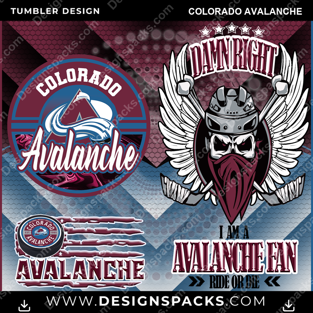 Hockey Skull Team Colorado Avalanche Tumbler Digital Wrap Design