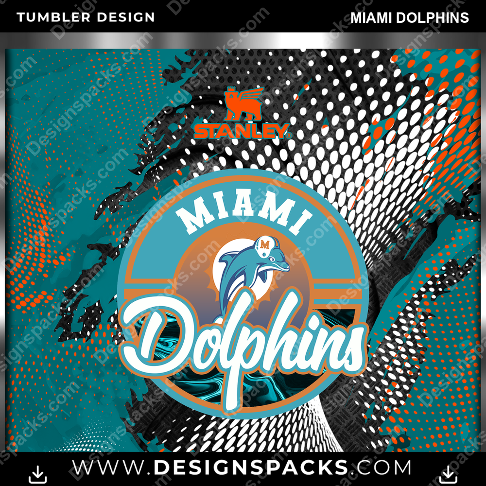 Football Stanley Miami Dolphins Tumbler Digital Wrap Design
