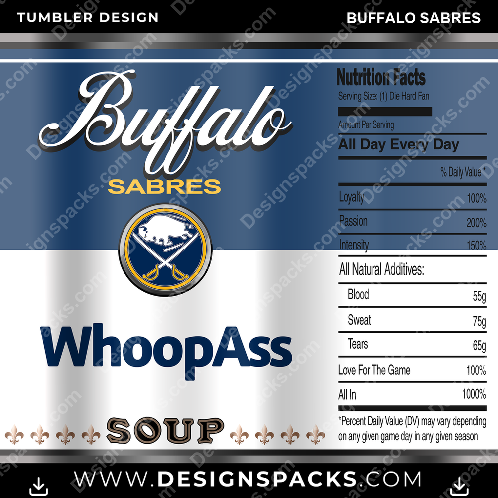 Ice Hockey Soup Can Buffalo Sabres NHL Hockey Tumbler Digital Wrap Design Download