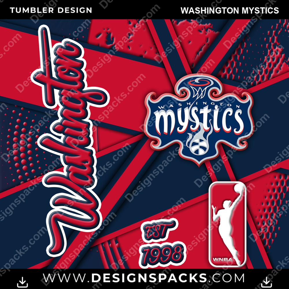 Basketball Team Sport Washington Mystics NBA Basketball Tumbler Digital Wrap Design Download