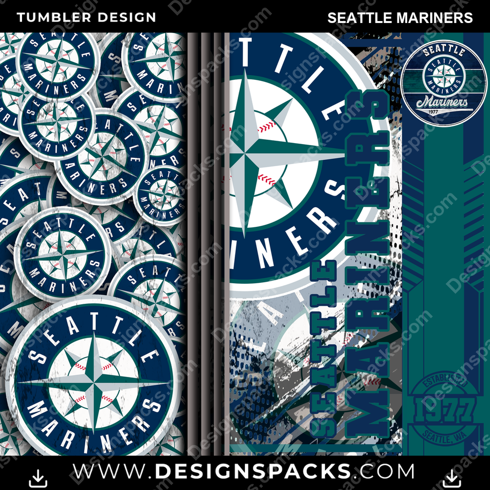 Baseball Sports Seattle Mariners Tumbler Digital Wrap Design
