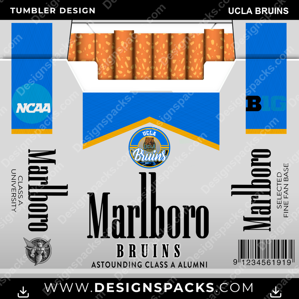 College Sport Marlboro UCLA Bruins NCAA College Sport Tumbler Digital Wrap Design Download
