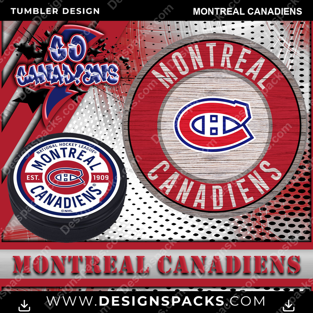 Hockey Go Team Montreal Canadiens NHL Hockey Tumbler Digital Wrap Design Download
