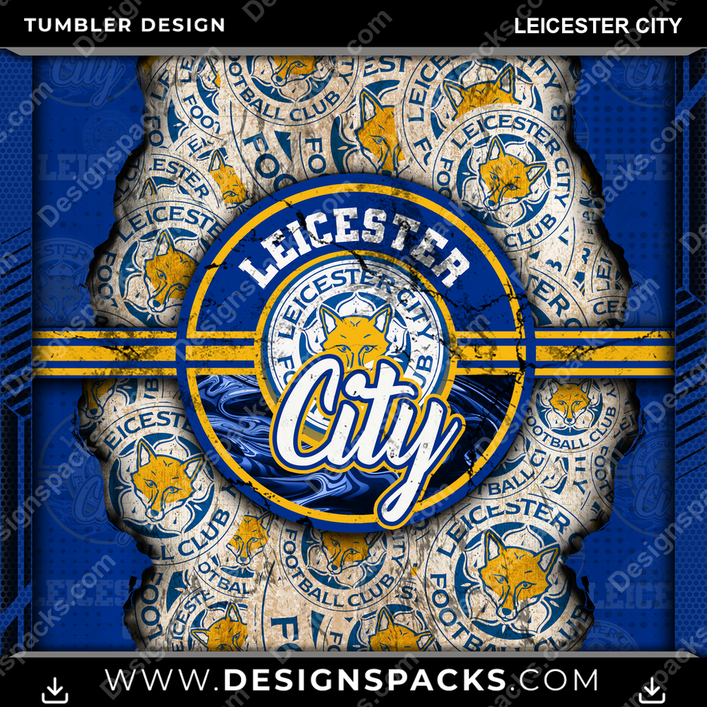 Soccer UK Ripped Leicester City MLS Soccer Tumbler Digital Wrap Design Download