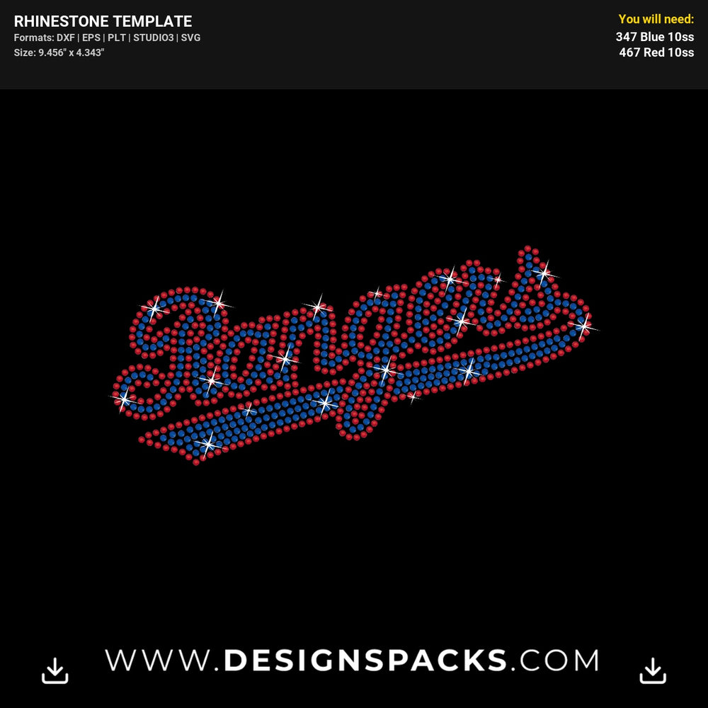 Rangers Logo Updated Rhinestone Digital Template