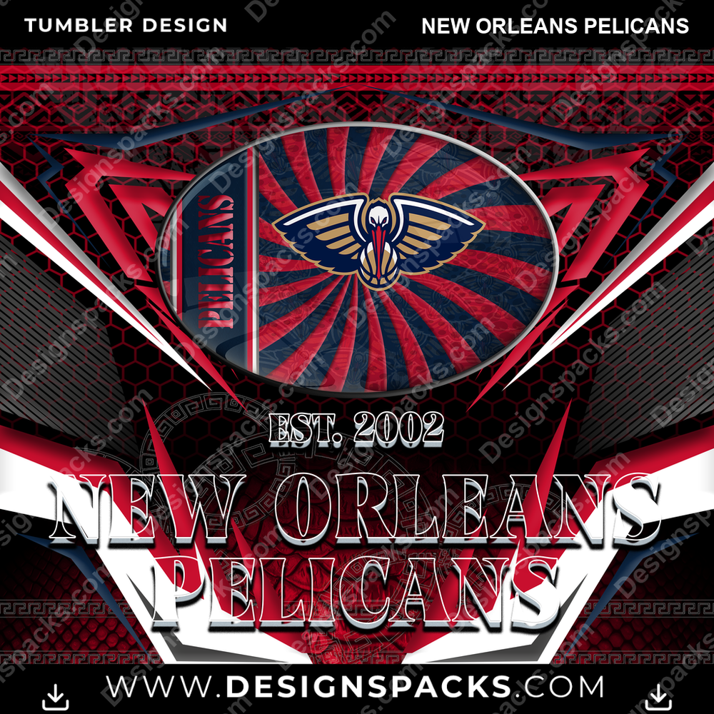 Basketball Tribal New Orleans Pelicans NBA Basketball Tumbler Digital Wrap Design Download