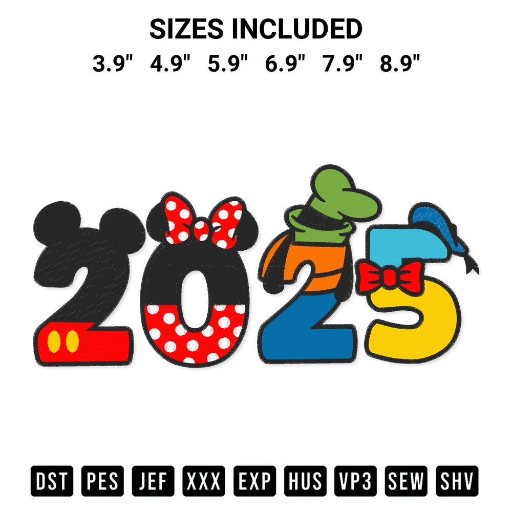 Download the 2025 Disney Embroidery Design machine embroidery design exclusively at Designspacks.com. Premium digitized pattern for apparel and DIY crafts. Available sizes: 3.9", 4.9", 5.9", 6.9", 7.9", 8.9".