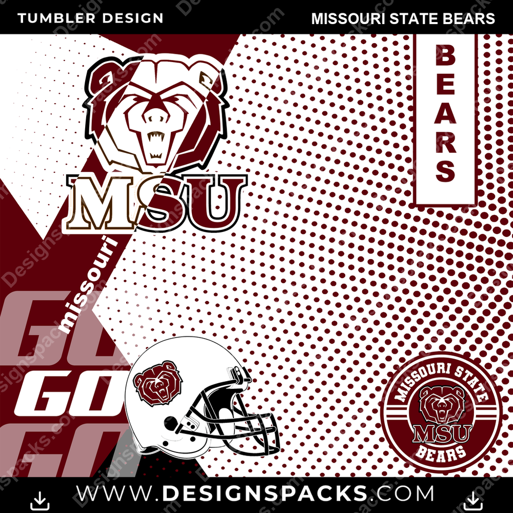College Sport GO Missouri State Bears NCAA College Sport Tumbler Digital Wrap Design Download