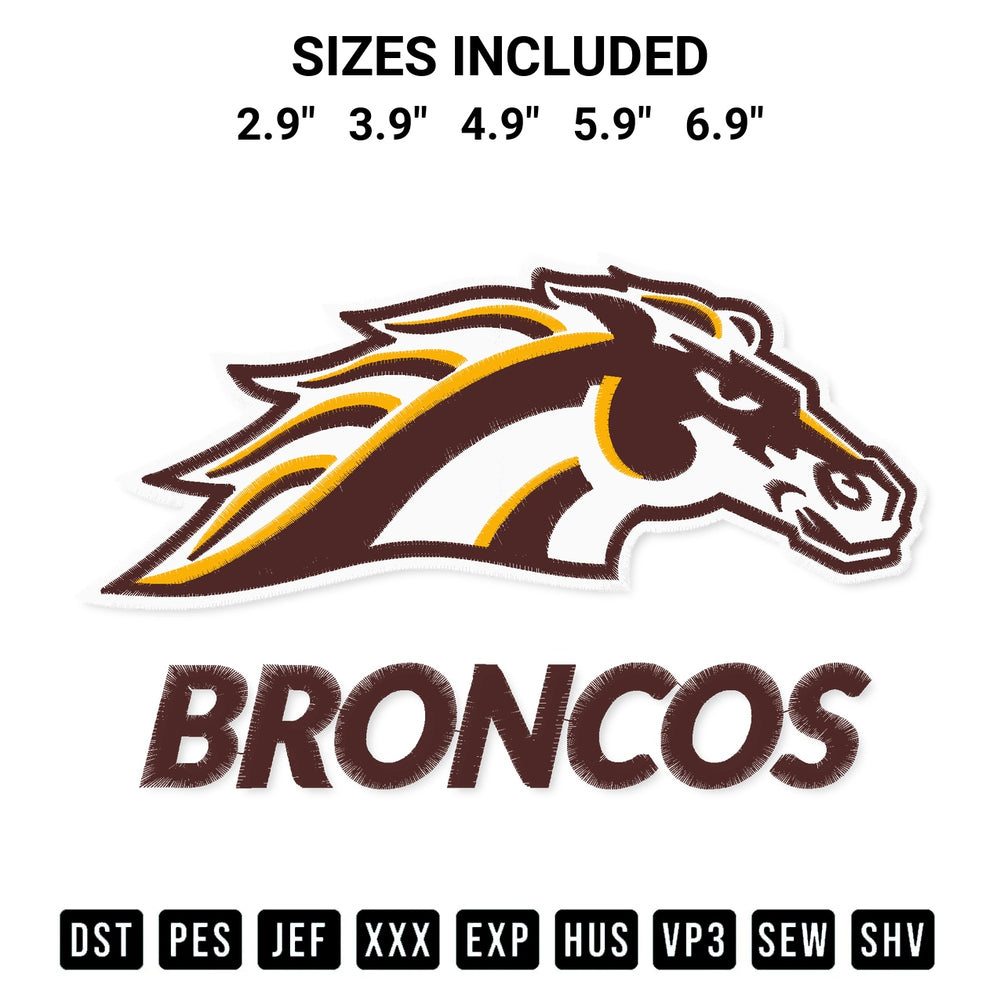 Stitch like a pro with the Western Michigan Broncos Logo Embroidery Design embroidery pattern from Designspacks.com. High-quality digital machine embroidery file. Available sizes: 2.9", 3.9", 4.9", 5.9", 6.9".