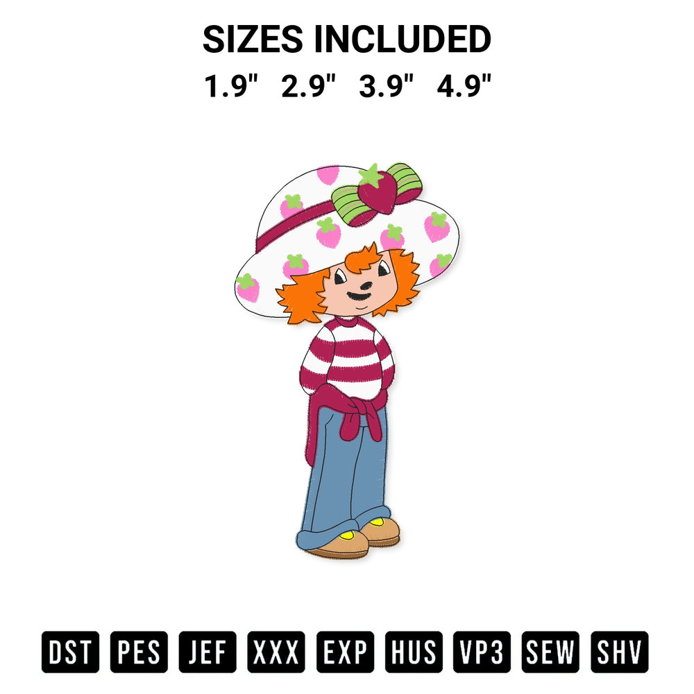 Add a unique touch to your apparel with the Strawberry Shortcake Embroidery Design embroidery file. Premium instant download available now on Designspacks.com. Available sizes: 1.9", 2.9", 3.9", 4.9".