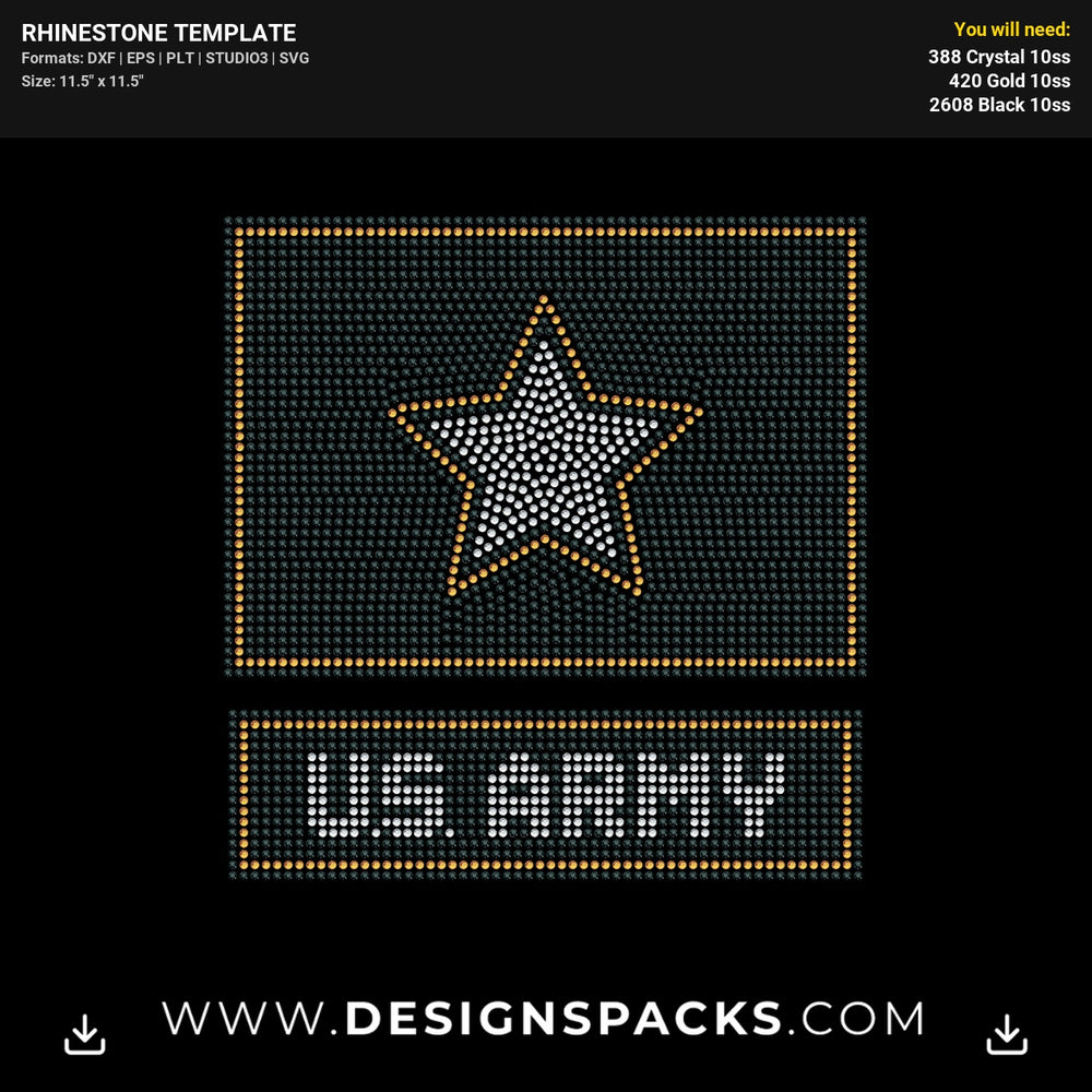 Us Army Star Logo Rhinestone Digital Template