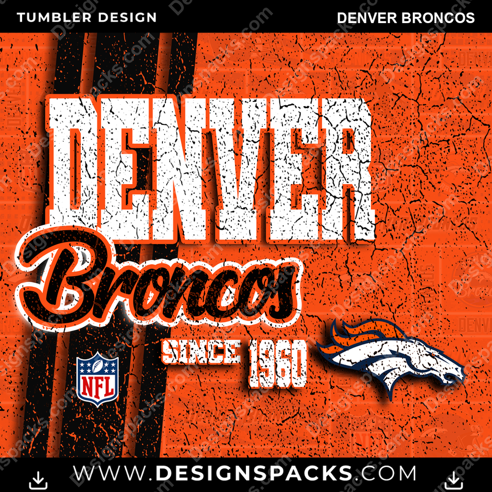 Football Grunge Denver Broncos Tumbler Digital Wrap Design