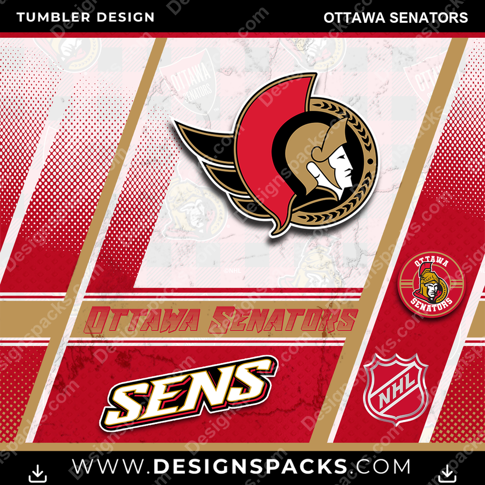 Ice Hockey Sports Ottawa Senators NHL Hockey Tumbler Digital Wrap Design Download