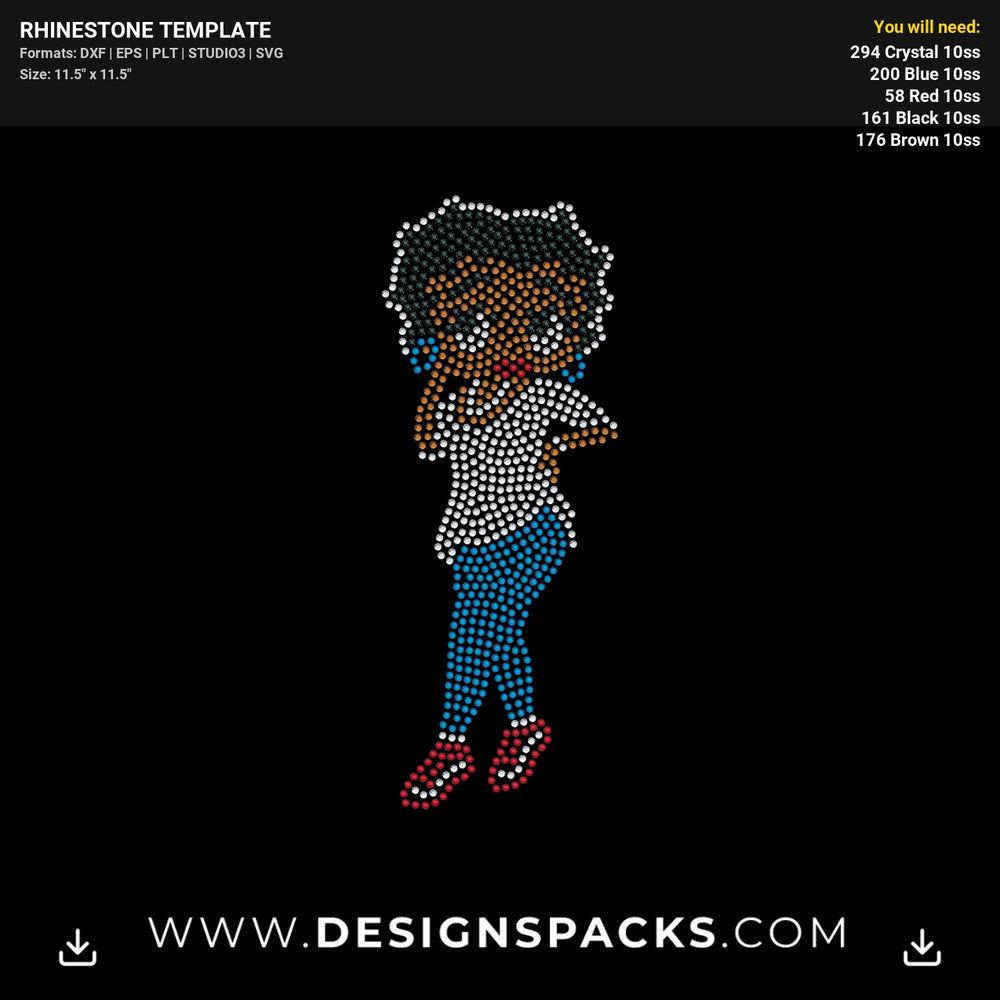 Black Betty Boop Rhinestone Digital Template