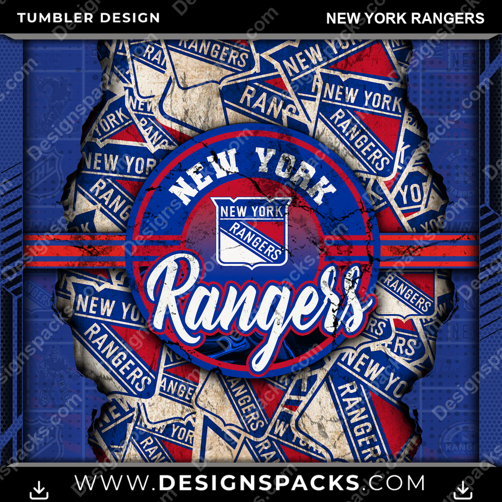 Hockey Ripped New York Rangers NHL Hockey Tumbler Digital Wrap Design Download