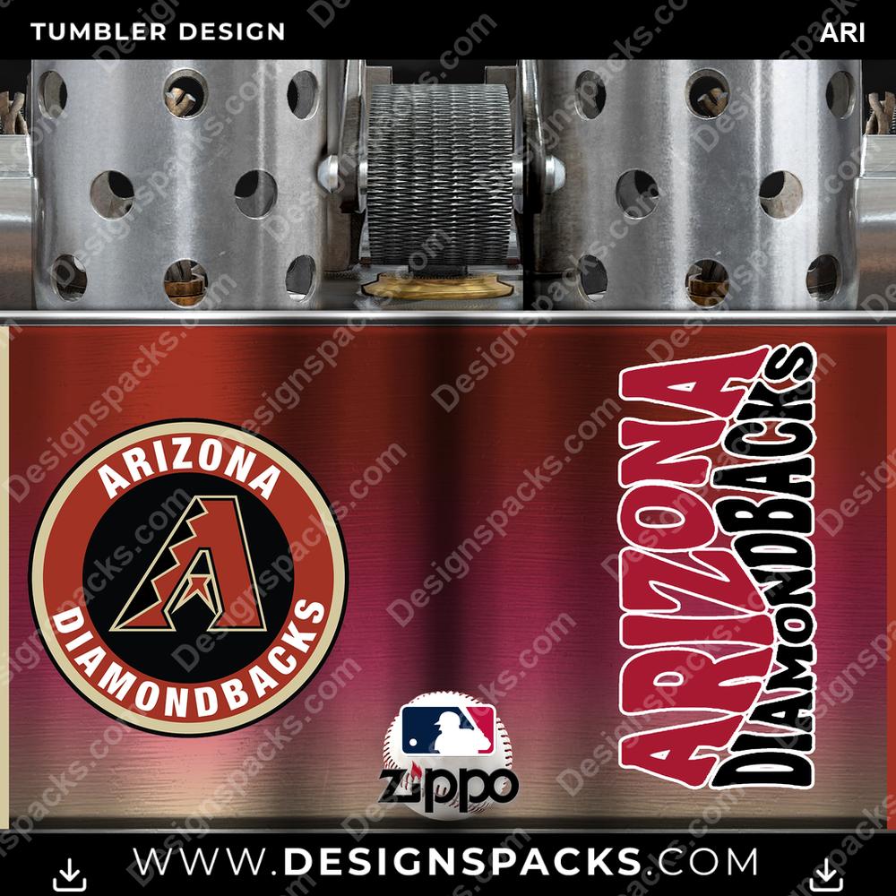 Baseball Zippo Lighter ARI Tumbler Digital Wrap Design