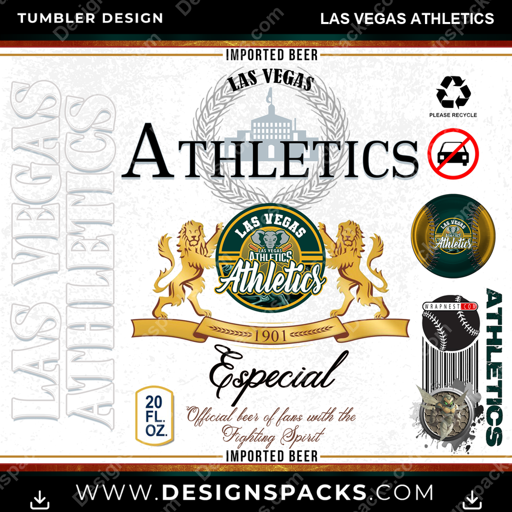 Baseball Modelo Las Vegas Athletics Tumbler Digital Wrap Design