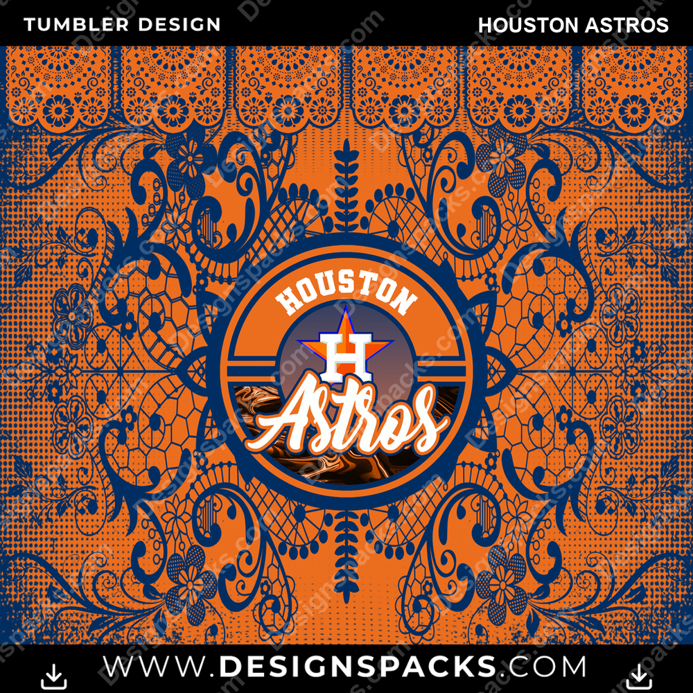 Baseball Lace & Logo Houston Astros Tumbler Digital Wrap Design