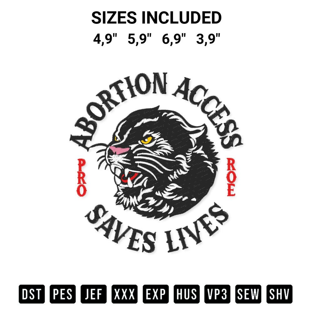 Add a unique touch to your apparel with the Abortion Access Saves Lives Logo Embroidery Design embroidery file. Premium instant download available now on Designspacks.com. Available sizes: 4,9", 5,9", 6,9", 3,9".
