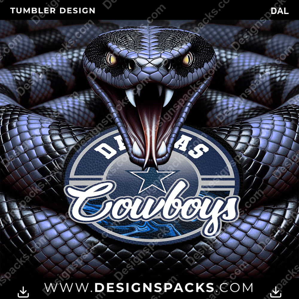 Football Rattle Snake DAL Tumbler Digital Wrap Design