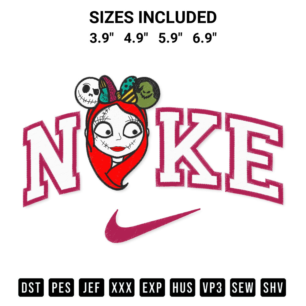 Add a unique touch to your apparel with the Nike Sally Halloween Embroidery Design embroidery file. Premium instant download available now on Designspacks.com. Available sizes: 3.9", 4.9", 5.9", 6.9".