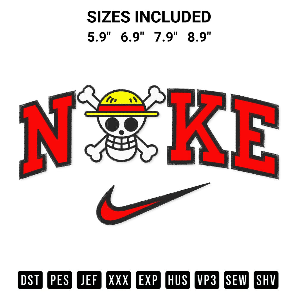 Shop the Straw Hat Pirates Logo X Nike Embroidery Design machine embroidery pattern at Designspacks.com. Beautifully digitized for flawless stitching on any fabric. Available sizes: 5.9", 6.9", 7.9", 8.9".
