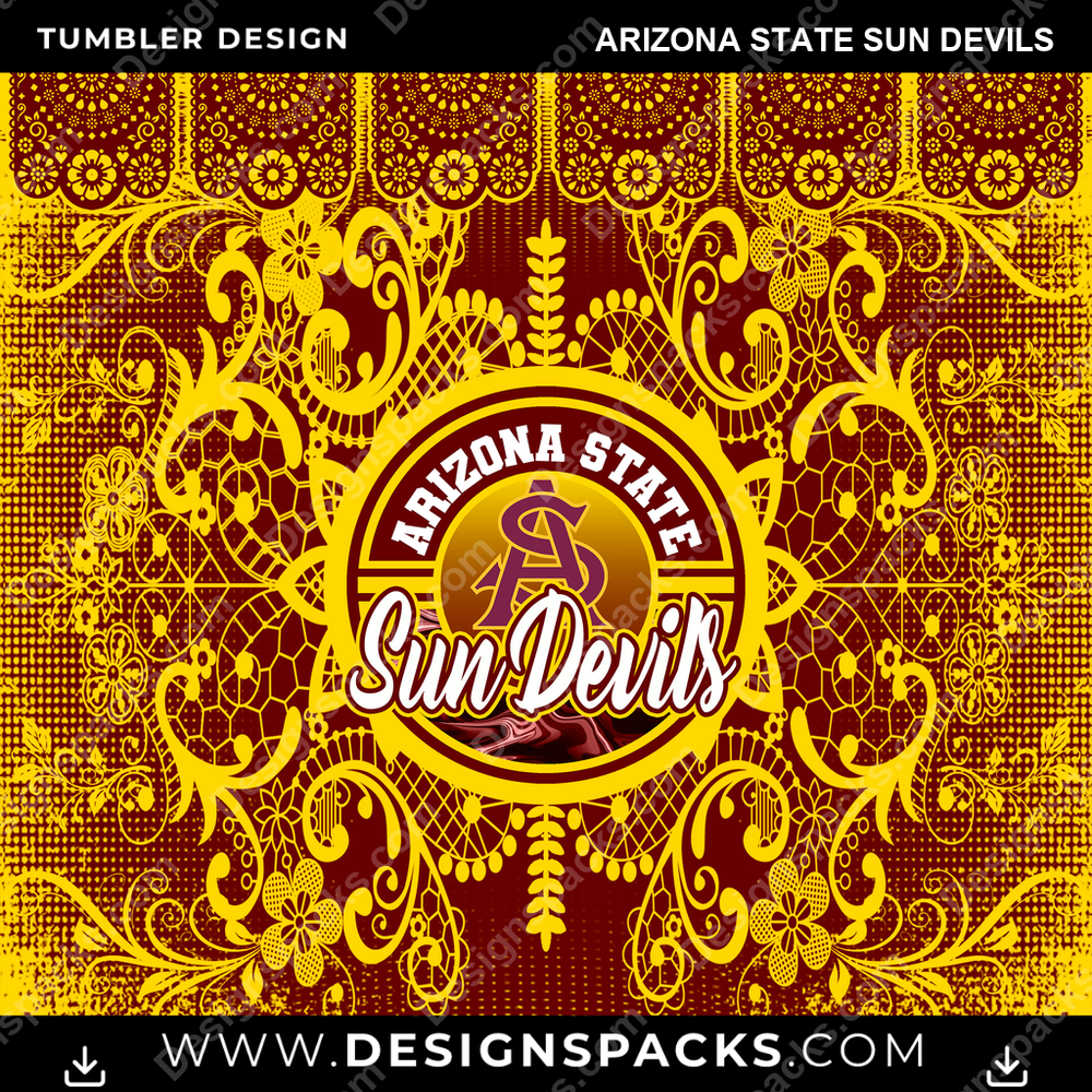 College Sport Lace & Logo Arizona State Sun Devils NCAA College Sport Tumbler Digital Wrap Design Download