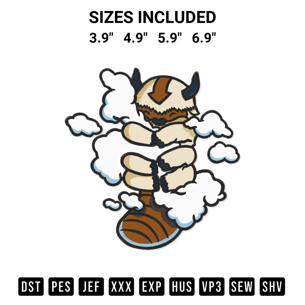 Shop the Appa Hugging Clouds Embroidery Design machine embroidery pattern at Designspacks.com. Beautifully digitized for flawless stitching on any fabric. Available sizes: 3.9", 4.9", 5.9", 6.9".