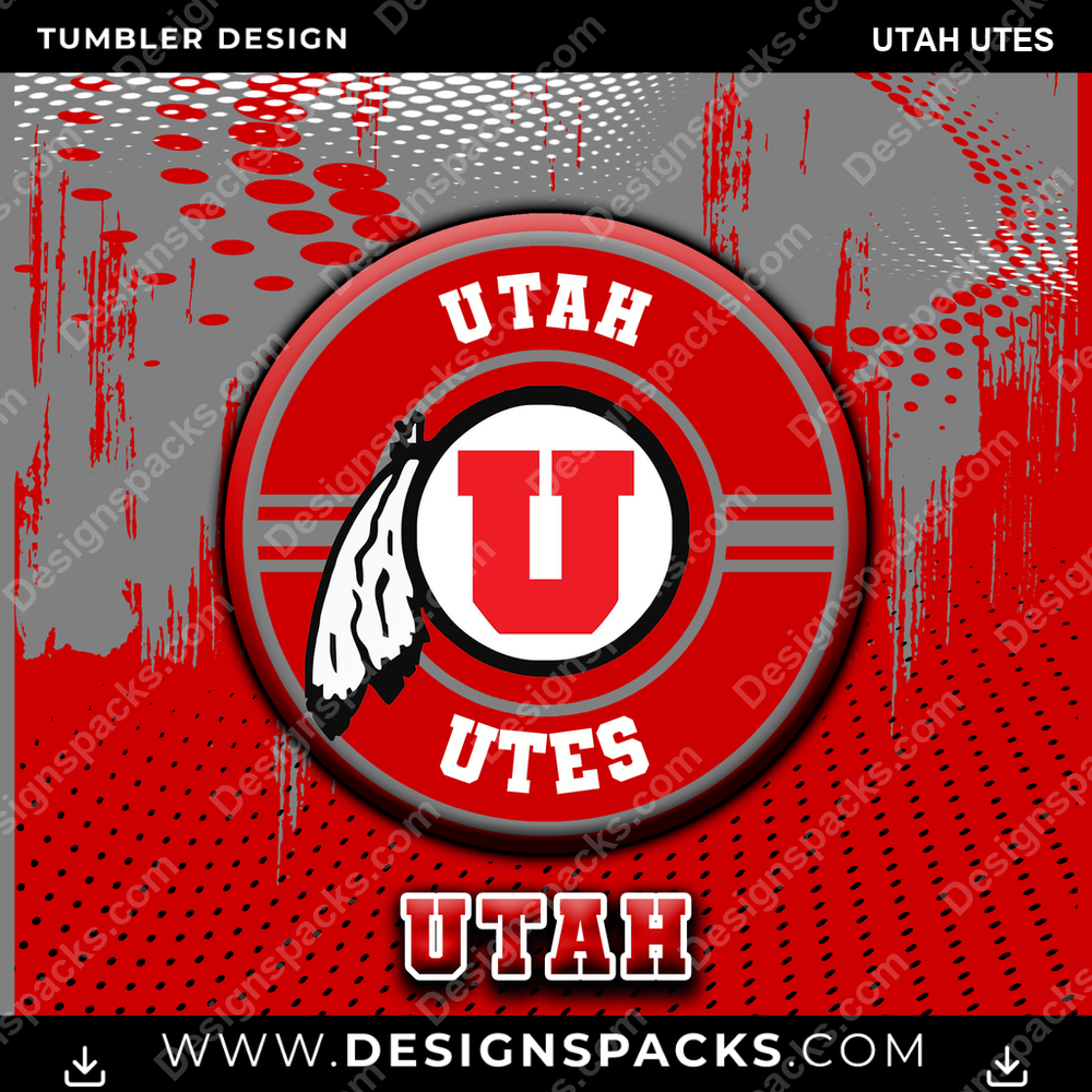 College Sport Dot Logo Utah Utes Tumbler Digital Wrap Design