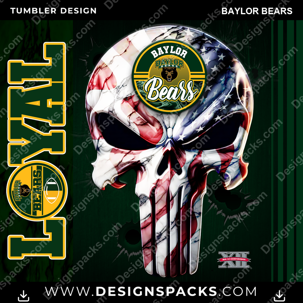 College Sport Loyal Baylor Bears Tumbler Digital Wrap Design