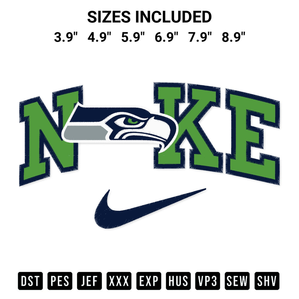 Download the Seattle Seahawks X Nike Embroidery Design machine embroidery design exclusively at Designspacks.com. Premium digitized pattern for apparel and DIY crafts. Available sizes: 3.9", 4.9", 5.9", 6.9", 7.9", 8.9".