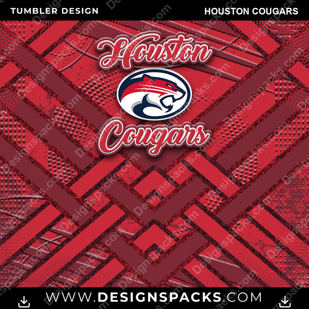 College Sport Glitter Stripe Houston Cougars NCAA College Sport Tumbler Digital Wrap Design Download