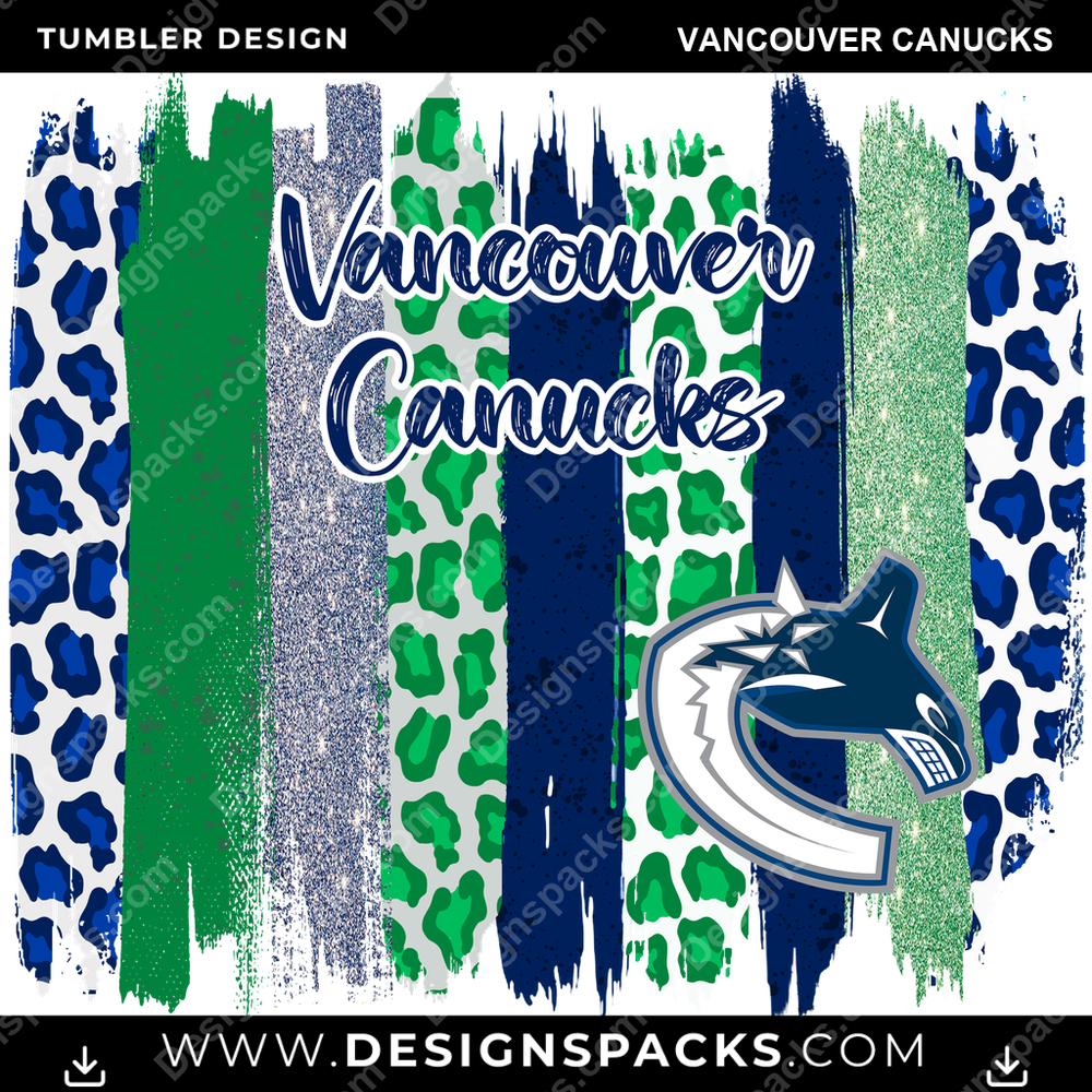 Hockey Brush Strokes Vancouver Canucks NHL Hockey Tumbler Digital Wrap Design Download