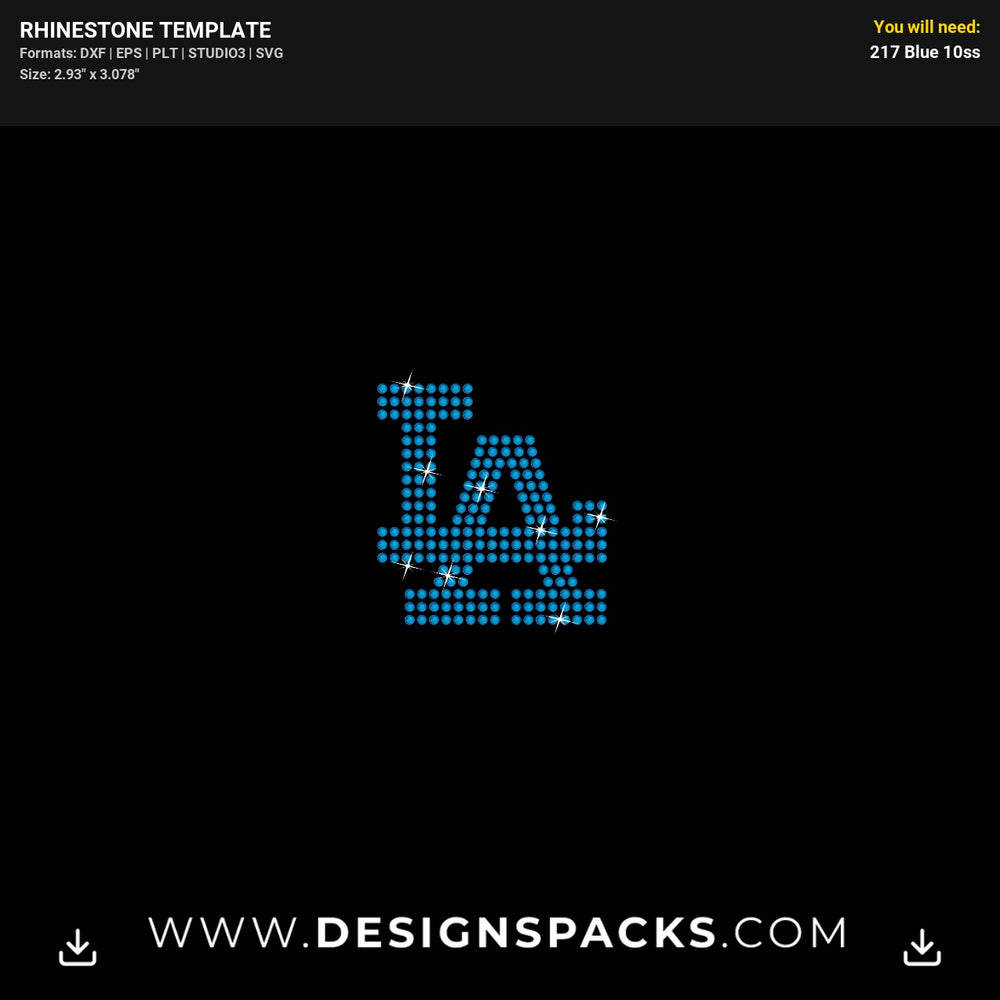 La Angeles Dodgers Small Rhinestone Digital Template