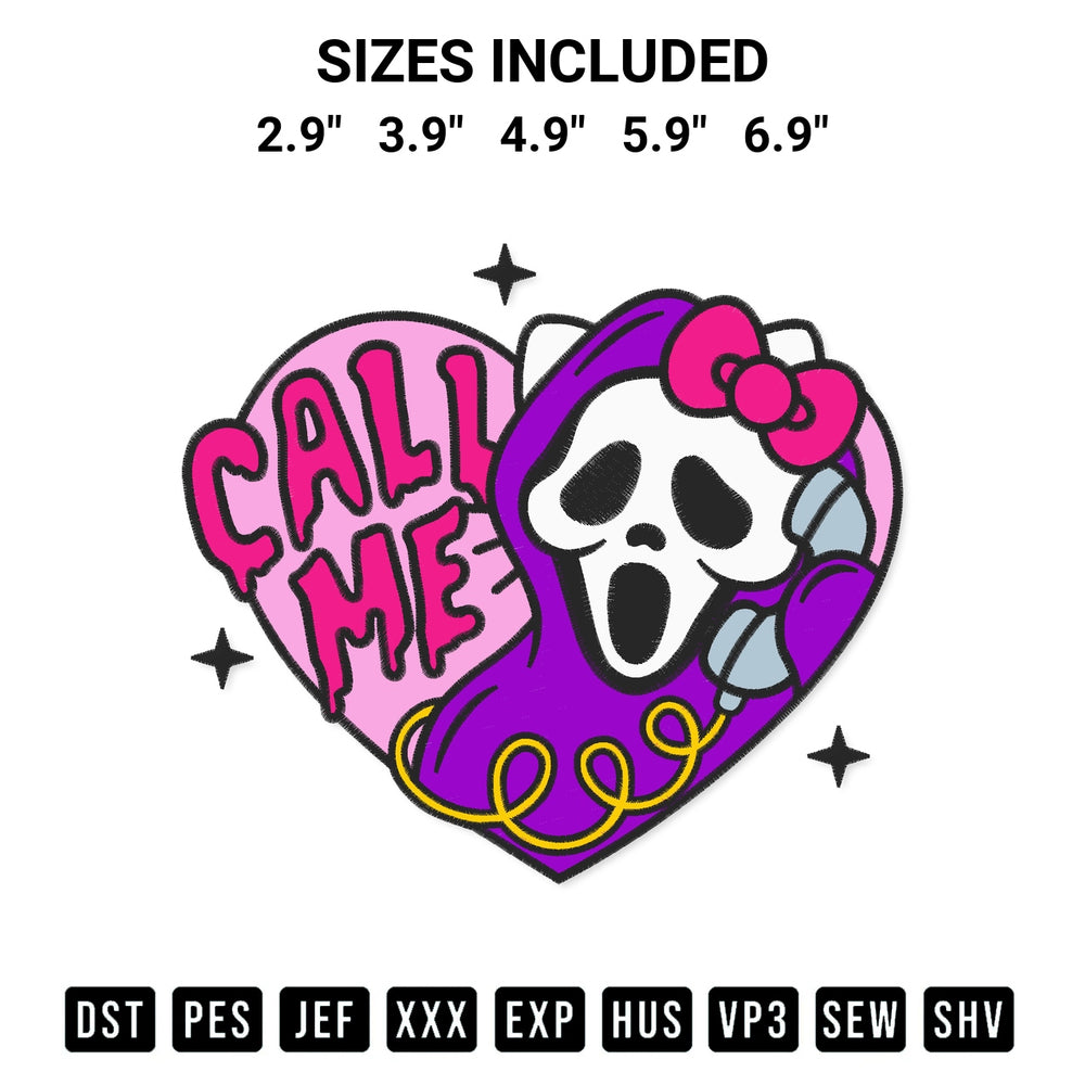 Discover the perfect addition to your crafting collection: Call Me Scream Hello Kitty Embroidery Design embroidery file. Instantly available at Designspacks.com. Available sizes: 2.9", 3.9", 4.9", 5.9", 6.9".