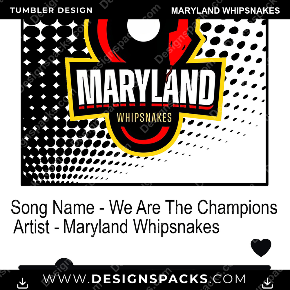 Lacrosse Playlist Maryland Whipsnakes PLL Lacrosse Tumbler Digital Wrap Design Download