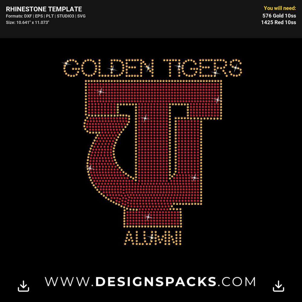 Tuskegee Golden Tigers Rhinestone Digital Template
