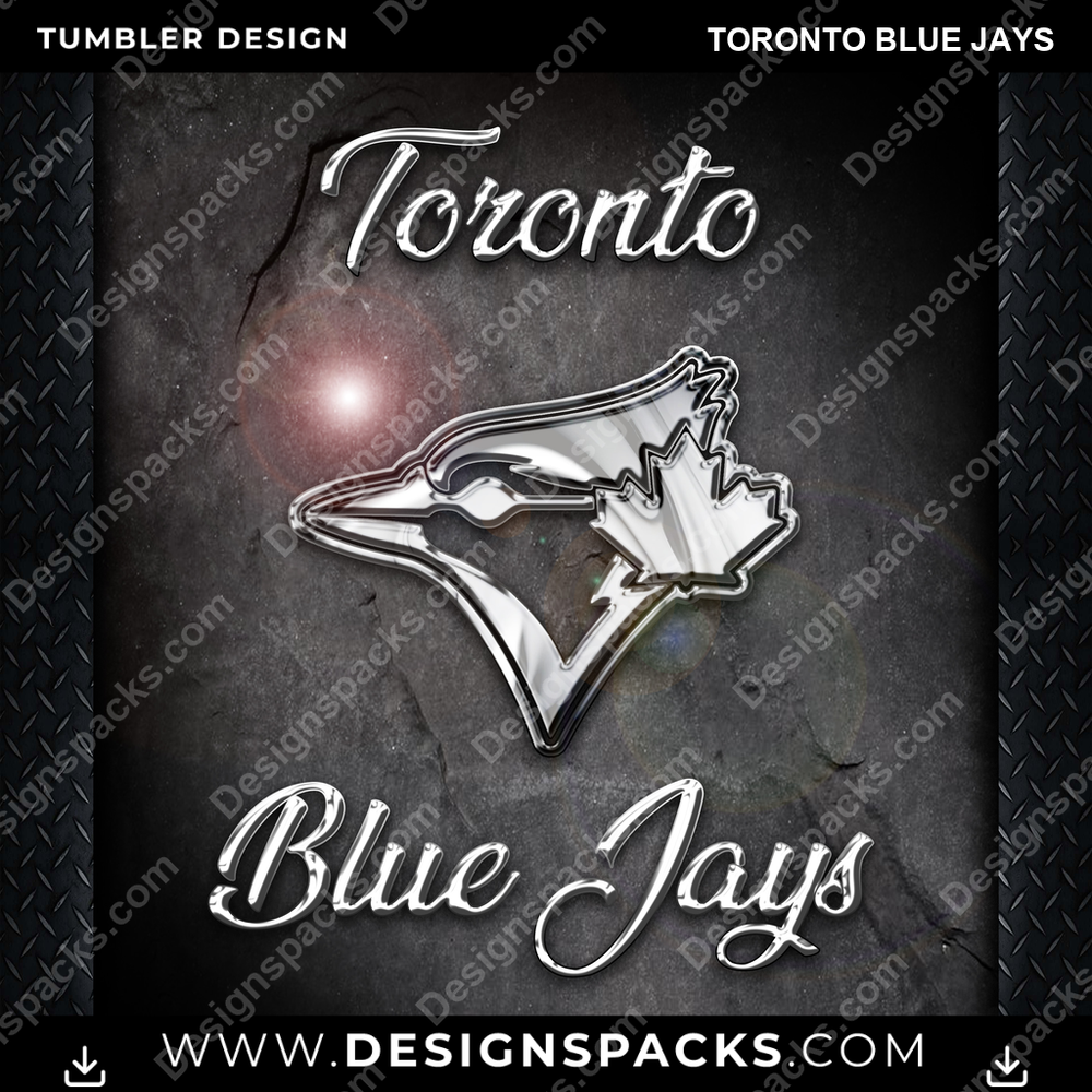 Baseball Chrome Toronto Blue Jays Tumbler Digital Wrap Design