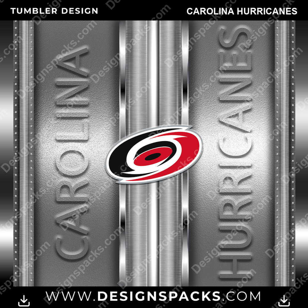 Ice Hockey Metallic Carolina Hurricanes NHL Hockey Tumbler Digital Wrap Design Download
