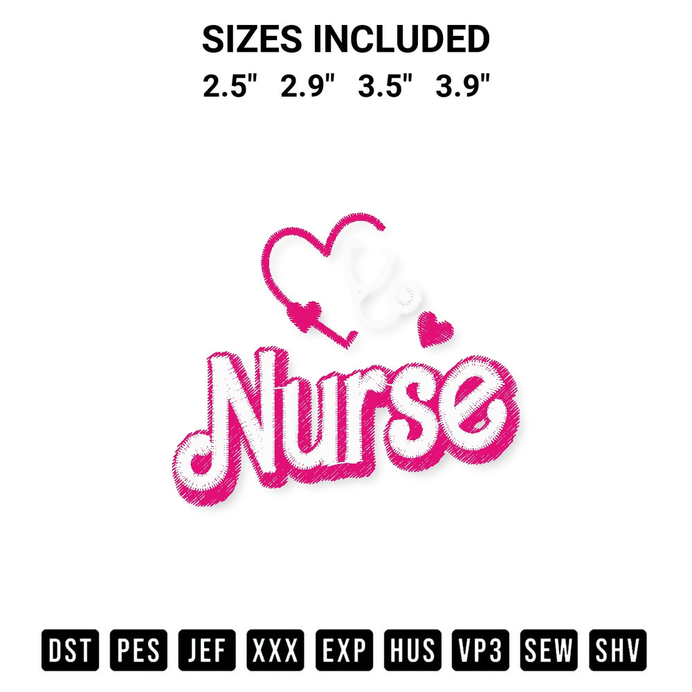 Create amazing crafts with the Nurse Pink Heart Embroidery Design embroidery file. High-quality digital download from Designspacks.com, perfect for beginners and pros. Available sizes: 2.5", 2.9", 3.5", 3.9".
