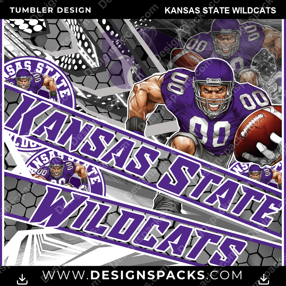 College Sport Fathead Kansas State Wildcats NCAA College Sport Tumbler Digital Wrap Design Download