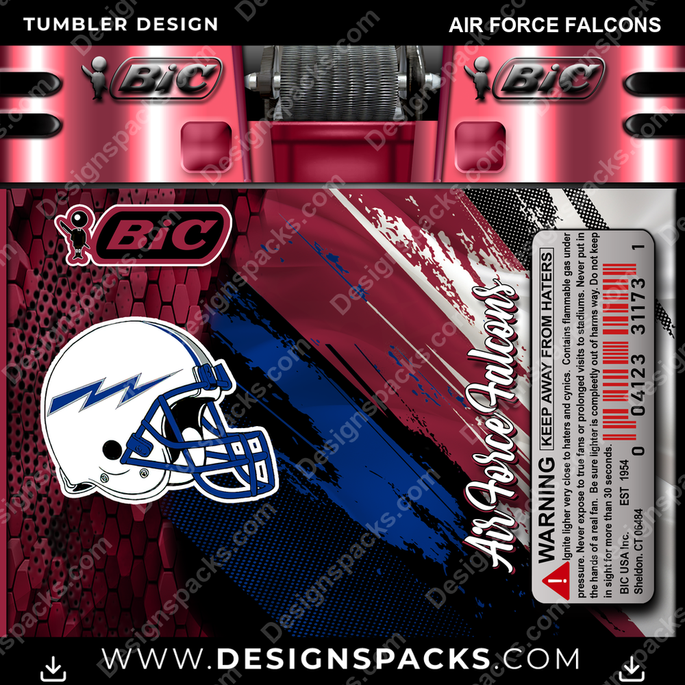 College Sport BIC Lighter Air Force Falcons Tumbler Digital Wrap Design