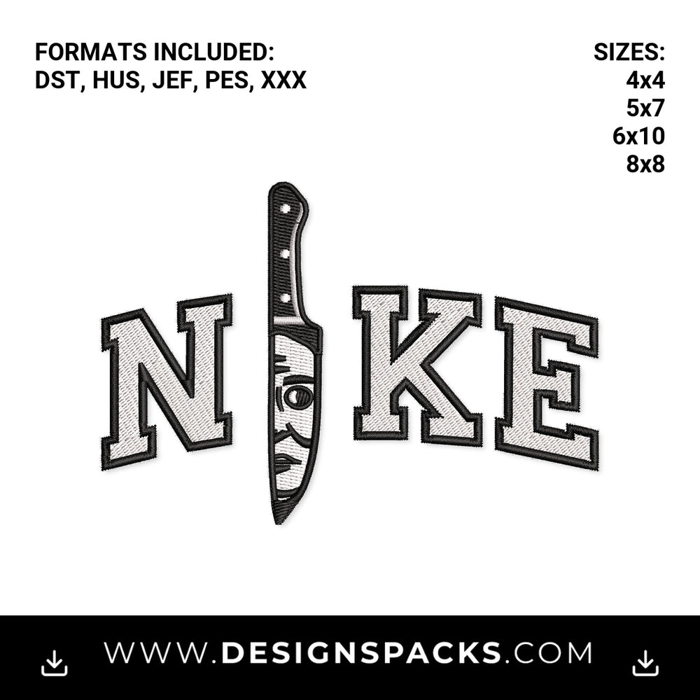 Michael Myers Horror Knife Letters Embroidery Design - Instant digital download pattern at Designspacks.com