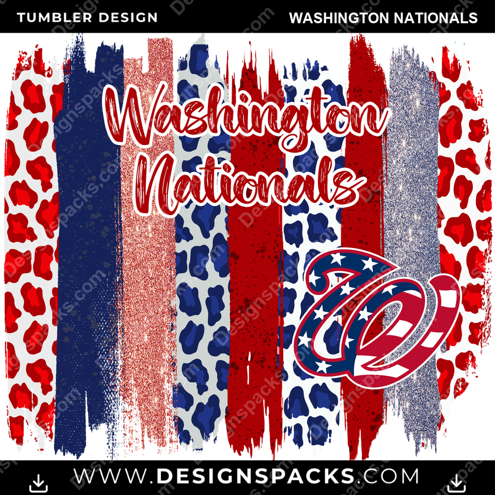 Baseball Brush Strokes Washington Nationals Tumbler Digital Wrap Design