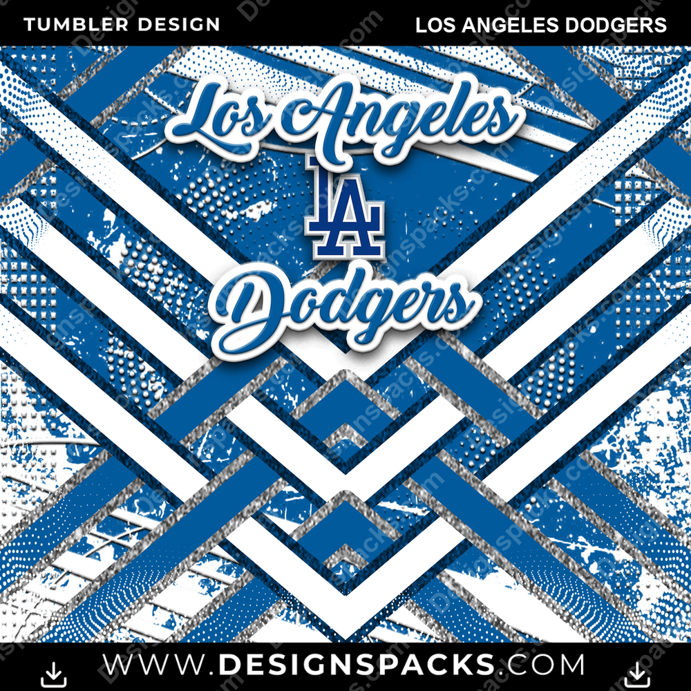 Baseball Glitter Stripe Los Angeles Dodgers Tumbler Digital Wrap Design