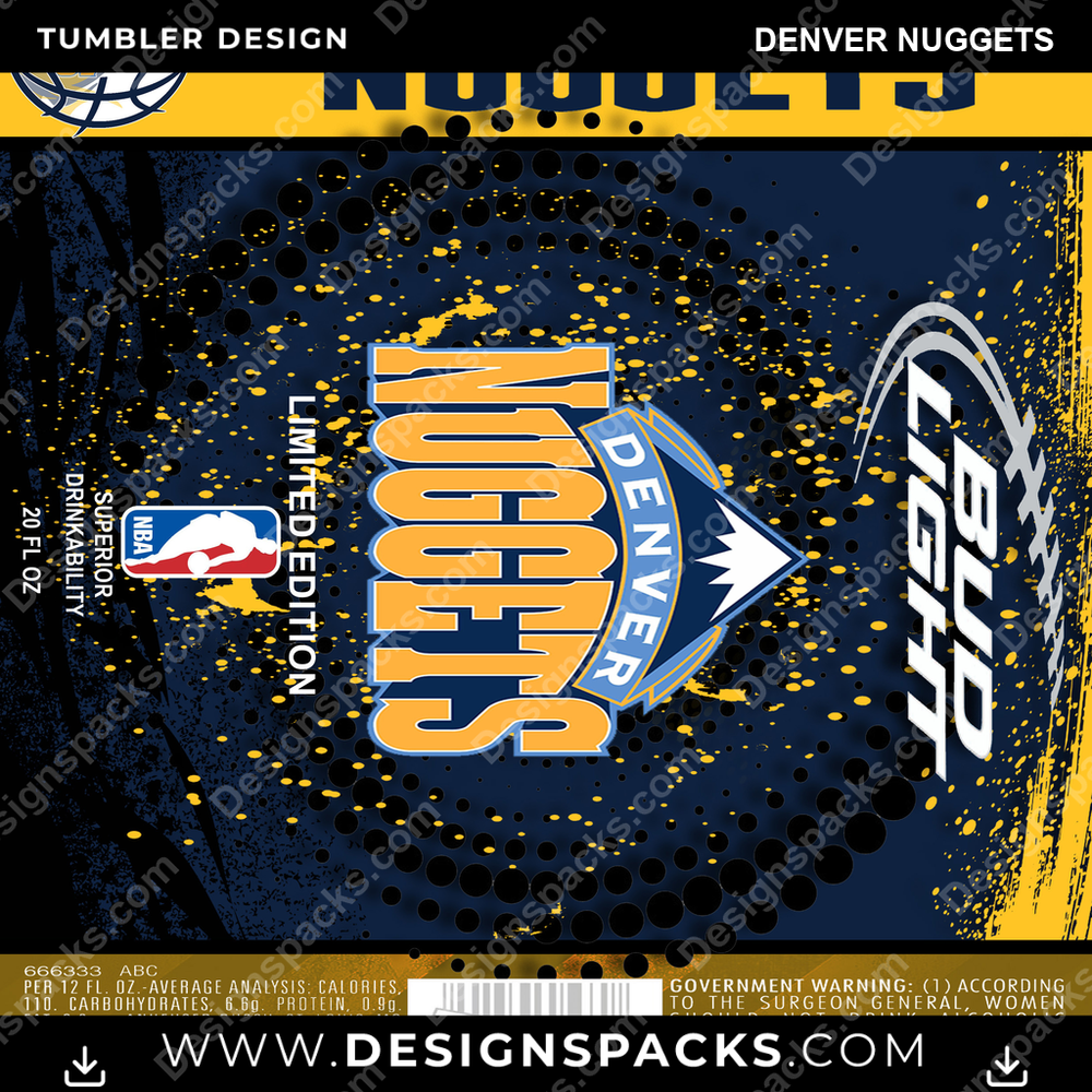 Basketball Bud Denver Nuggets Tumbler Digital Wrap Design