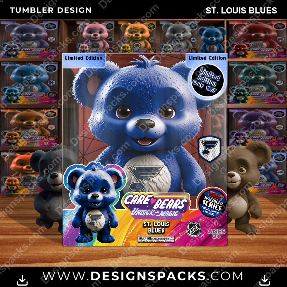 Hockey Care Bear Box St. Louis Blues Tumbler Digital Wrap Design
