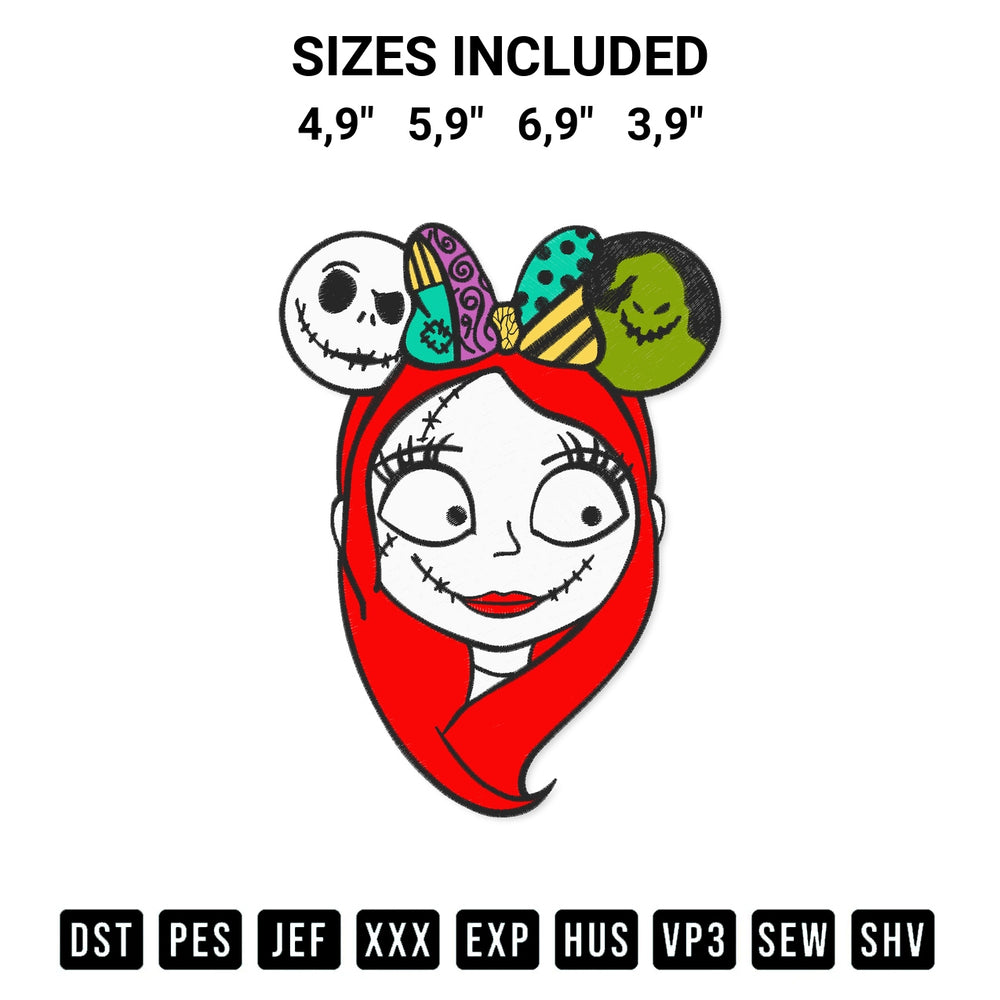 Looking for the perfect pattern? Download the Sally Minnie Ears Disney Halloween Nightmare Before Christmas Logo Embroidery Design embroidery design today at Designspacks.com. Crisp, clean stitching guaranteed. Available sizes: 4,9", 5,9", 6,9", 3,9".