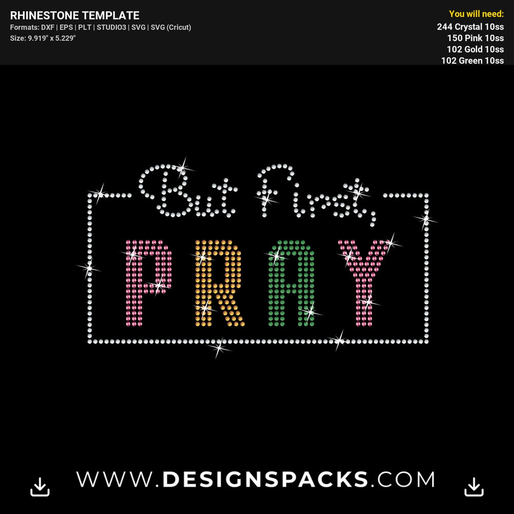 First Pray Religious Shirt Rhinestone Digital Template